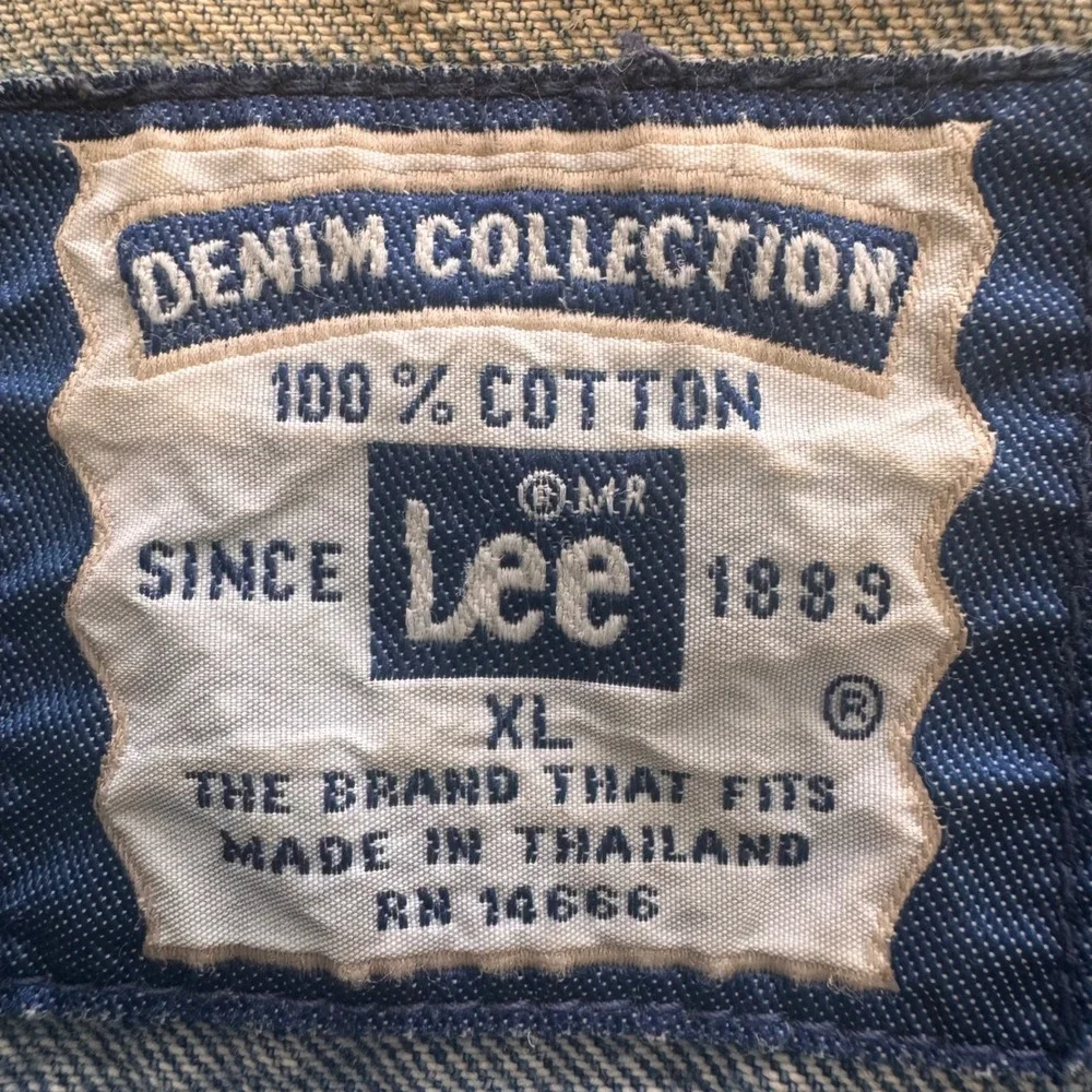 Vintage Lee Denim Collection Hawaii Map Embroidered Trucker Jacket Blue XL